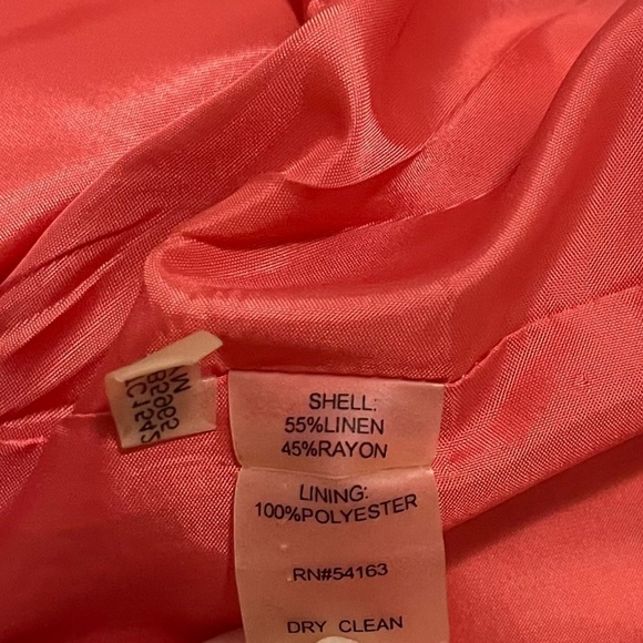 Calvin Klein Pink Yellow Linen Blend Sleeveless Mini Dress Size 8 - Picture 4 of 5